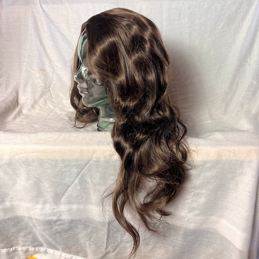 Women's Brown Long Wavy Brown Hair Wig Bangs Costume Halloween Sofia Vergara